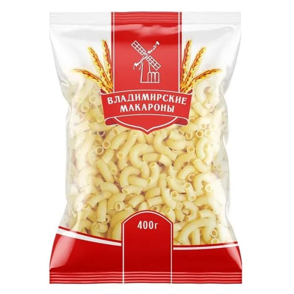Владимирские макароны Макаронные изделия Рожки рифленые 900гр
