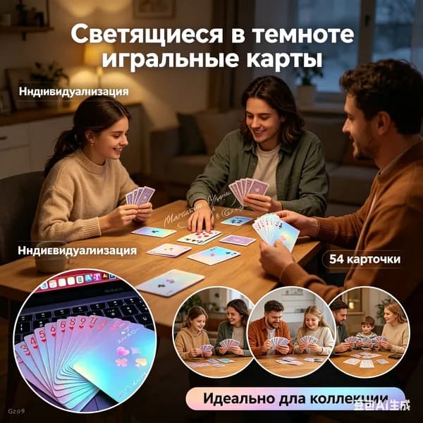 Светящиеся в темноте игральные карты, подходят для различных игр, 54 штуки