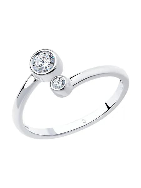 Серебряное кольцо женское 925 пробы с камнями фианитами, серебро SOKOLOV