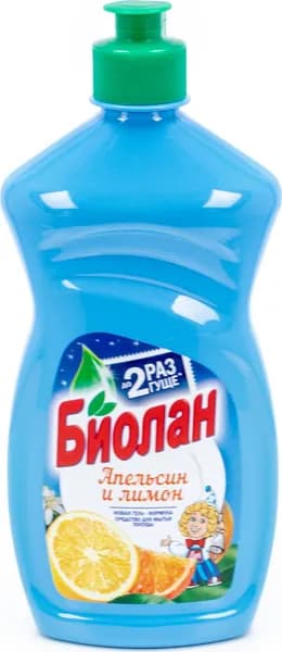 Средство для мытья посуды Биoлан с апельсином и лимоном 450мл / бытовая химия для дома