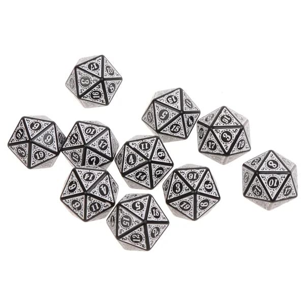 20-гранные игральные кости (10 шт.), Белый