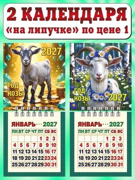 Календарь настенный мини отрывной на 2027 год. Комплект - "Год богатой козы; Год козы"