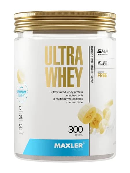 Протеин сывороточный для мужчин и женщин в порошке Maxler Ultra Whey 300г Банановый Молочный коктейль