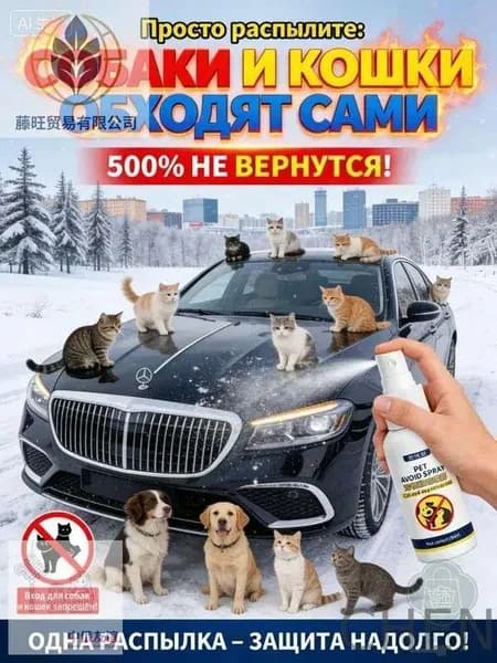 Средство для удаления кошачьих меток и запаха мочи на улице. Антигадин спрей для защиты забора, стен, сада от