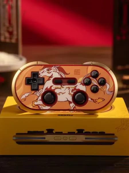 8BitDo Беспроводной контроллер N30 Pro2 Year of the Horse Limited Edition для Switch, Windows, Android, желтый/золотой, с чехлом