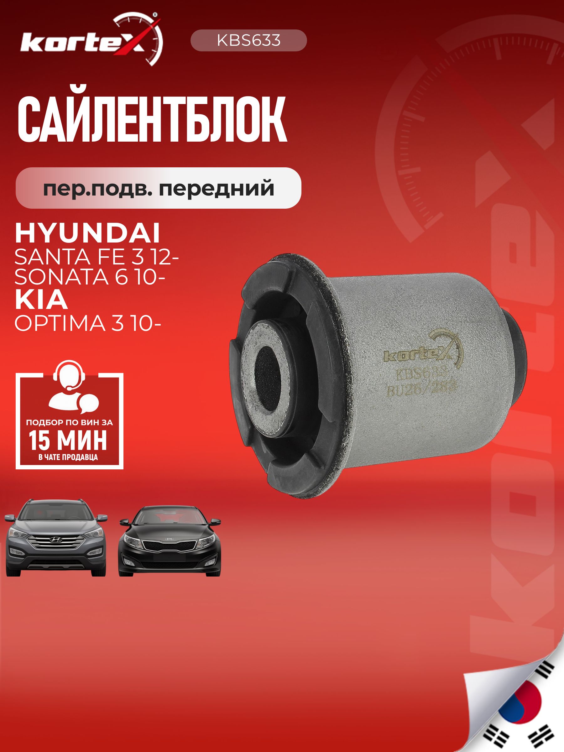 Сайлентблок (передний) Hyundai Хендай Santa Fe Sonata Соната Tucson Туксан туксон Kia Киа Optima Оптима Sorento Соренто Sportage Спортэйдж 545513R000