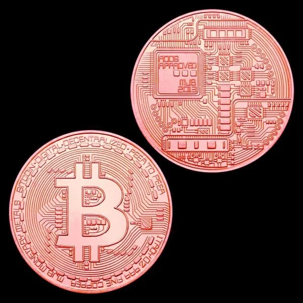 Сувенирная Металлическая Монета Биткоин Медного Цвета, Коллекционная Монета Криптовалюты В Защитном Футляре