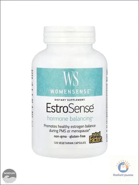 Natural Factors, WomenSense, EstroSense, гормональный баланс, 120 вегетарианских капсул.