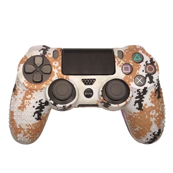 Силиконовый чехол для контроллера PS4 Slim Pro с противоскользящими частицами в камуфляжной расцветке.