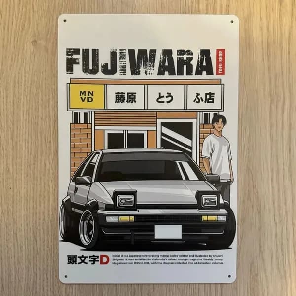 Табличка металлическая интерьерная Арт Initial D InitialD Art AE86 JDM