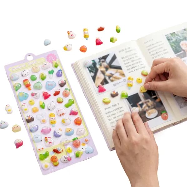 Объёмные 3D-наклейки из ПЭТ: цыплёнок, светло-фиолетовый, 19,3 9,4 см