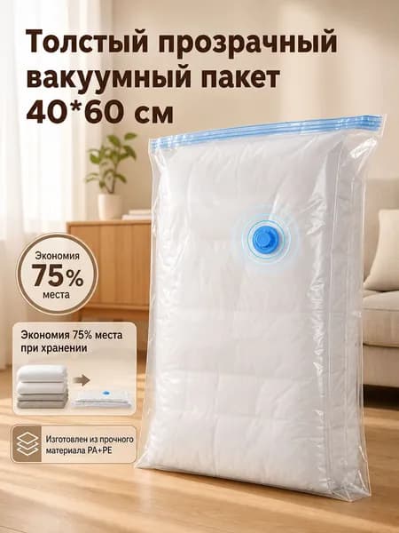 Прозрачные вакуумные пакеты для упаковки одежды и одеял с электропомпой