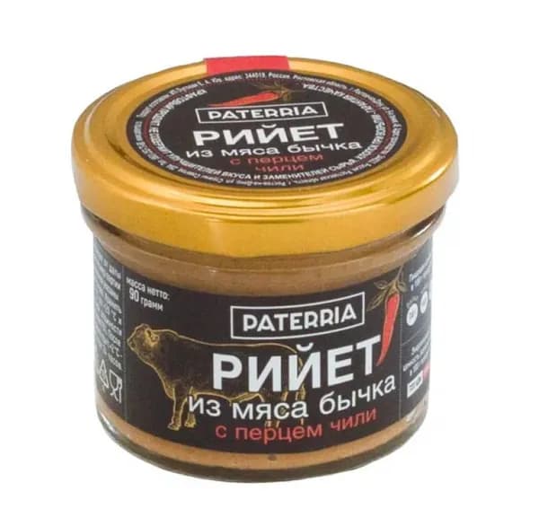 Рийет PATERRIA из мяса бычка с перцем чили 90г