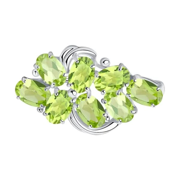 Серебряная брошь DIAMANT-ONLINE с хризолитом 925 пробы