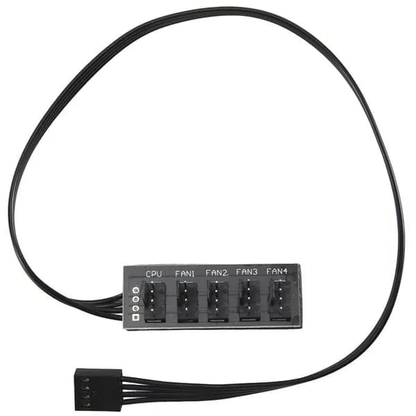 Разветвитель вентиляторов PWM 4 контактный 1 в 5, 40 см. Кабель-удлинитель для корпуса ПК, совместим с 4Pin/3Pin "Molex"