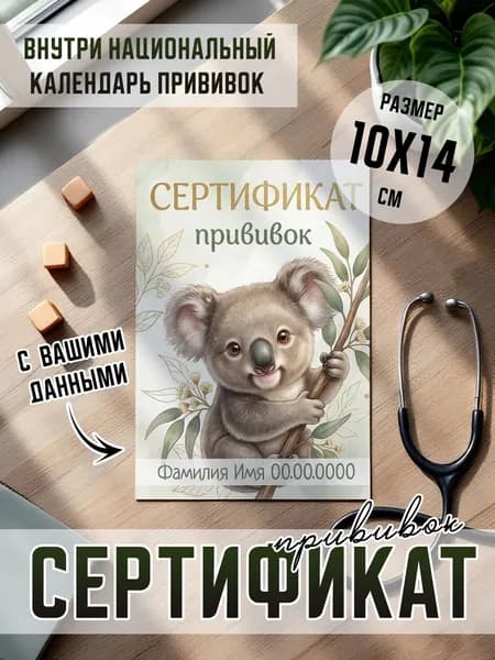 Именной сертификат прививок "Эвкалиптовая нежность"