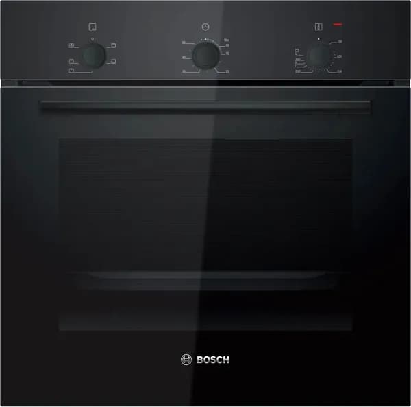 Bosch Духовой шкаф HBF011BA1T, Serie 2, электрический встраиваемый, 71 л 4 режима, очистка AquaClean, нагрев 3D Hotair, таймер, гриль, защита от перегрева, черный