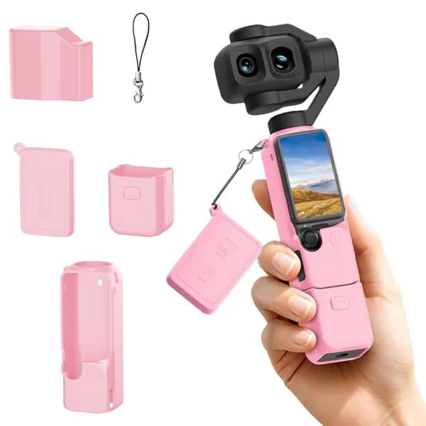 Чехол из силикона для DJI Osmo Pocket 4P в розовом цвете, комплект из четырёх элементов
