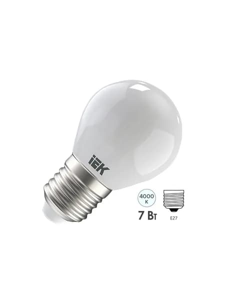 Лампа светодиодная филаментная IEK LLF-G45-7-230-40-E27-FR E27 7Вт G45 шар 4000К нейтральный белый 230В