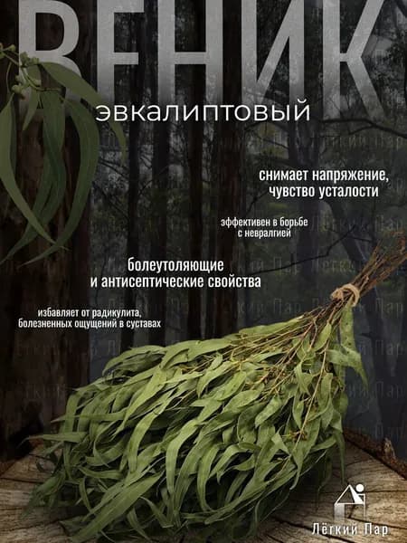 Веник для бани Эвкалиптовый, 1 шт.