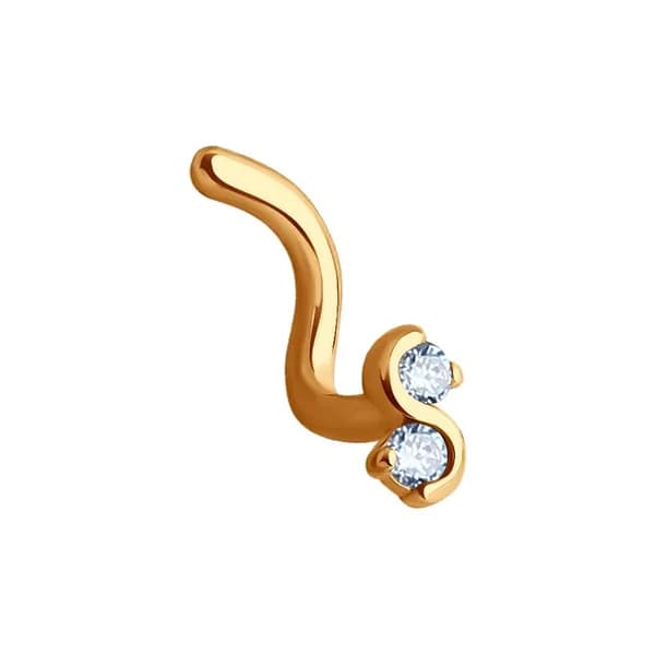 Золотой пирсинг в нос DIAMANT-ONLINE с фианитом 585 пробы