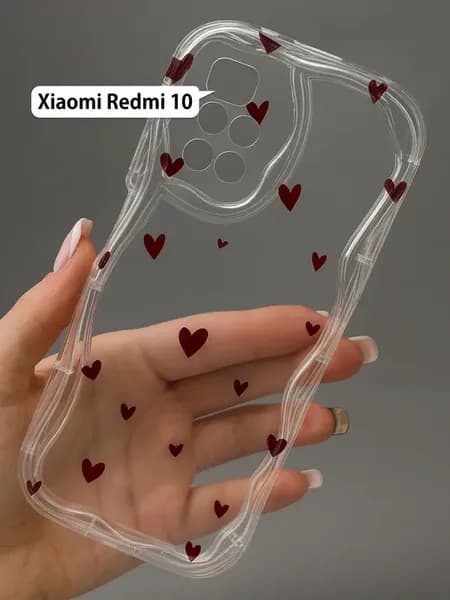 Рельефный чехол с сердечками на Xiaomi Redmi 10
