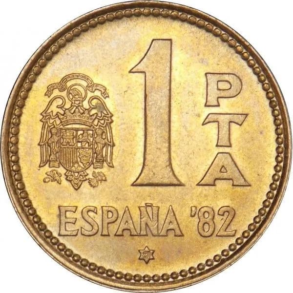 1 песета, (81 внутри звезды), 1980 год, Испания