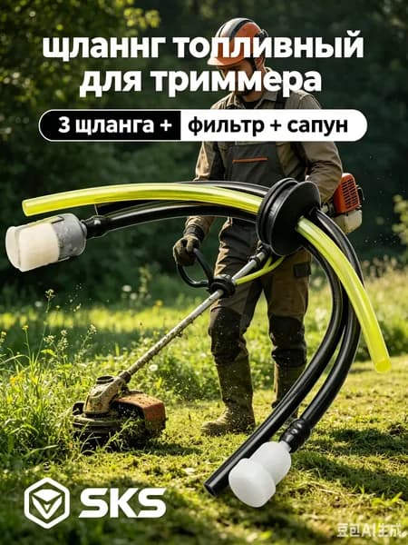 1 комплект топливного фильтра для триммера Echo, воздуходувки, газонокосилки (3 шланга + фильтр + сапун)