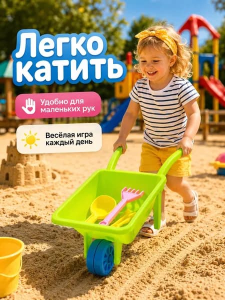 Детская тачка для песка - пляжная игрушка с лопаткой для игры в песочнице
