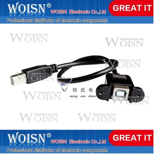 1шт USB printing port B-type extension cable with screw hole can fix USB square port extension cable male to female Тип опции доставки: Length: Other; 30 centimeters