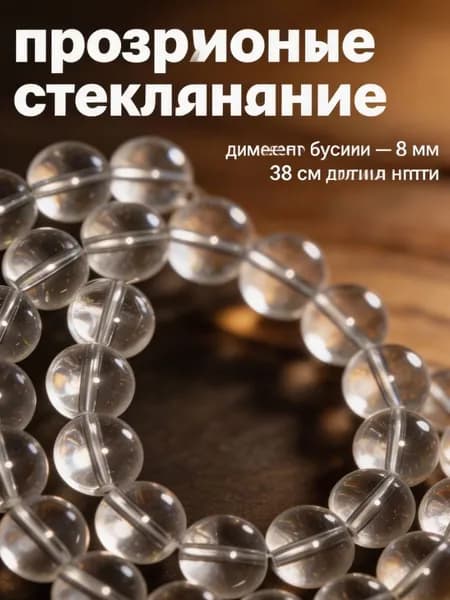 Гладкие круглые прозрачные стеклянные бусины 8 мм, 45-48 шт. -- для начинающих, ручная работа, создание украшений.