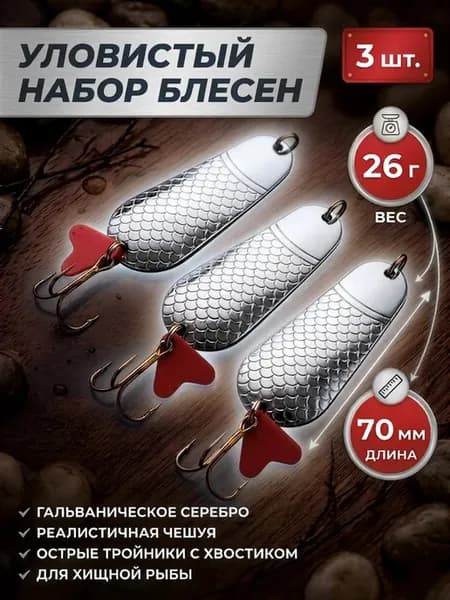 Набор блесен колебалка Атом на щуку 3 шт