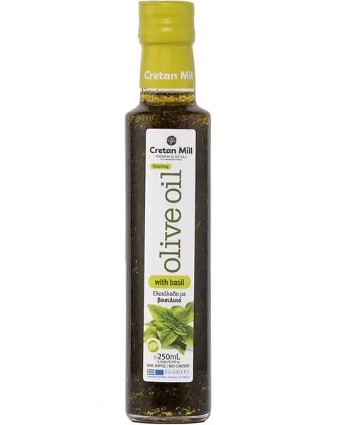 Масло оливковое нерафинированное с базиликом Extra Vergine Olive oil with basil, CRETAN MILL, 250 мл, Греция