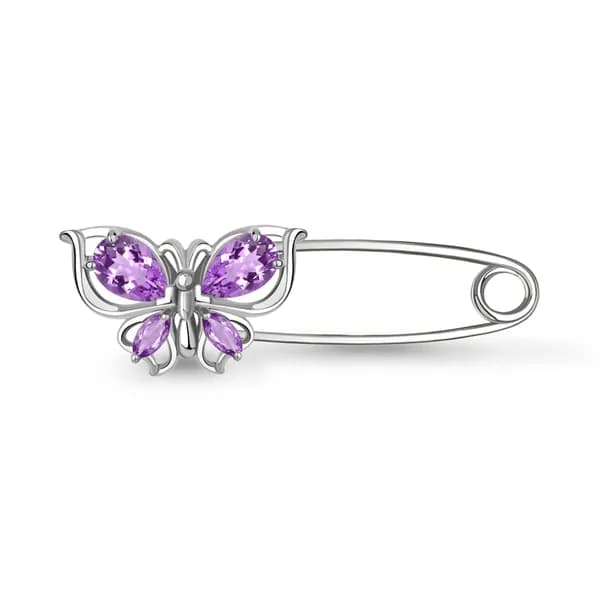 Серебряная булавка DIAMANT-ONLINE с аметистом 925 пробы
