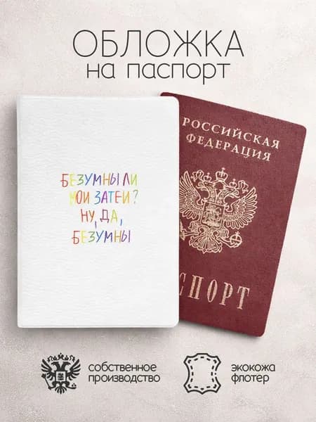 Обложка на паспорт "безумны ли мои затеи"