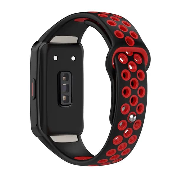 Ремешок для фитнес-браслета Huawei Band 6 и Honor Band 6, черно-красный, из ТПУ