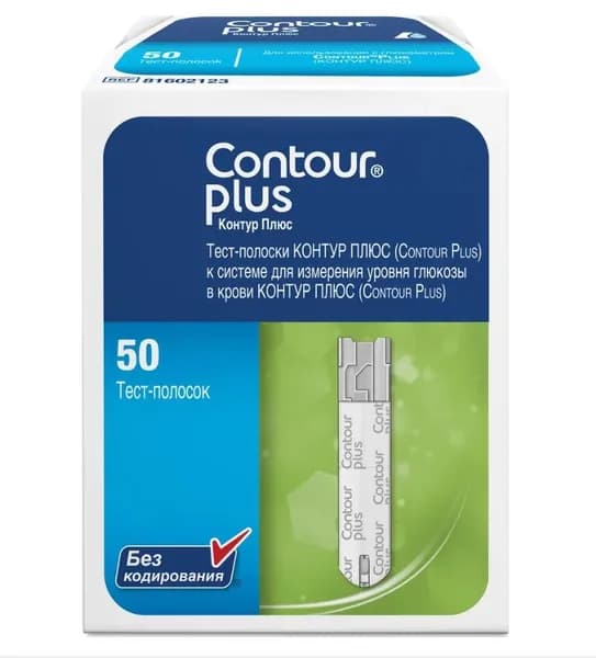 Контур плюс (Contour Plus) тест-полоски д/глюкометра №50