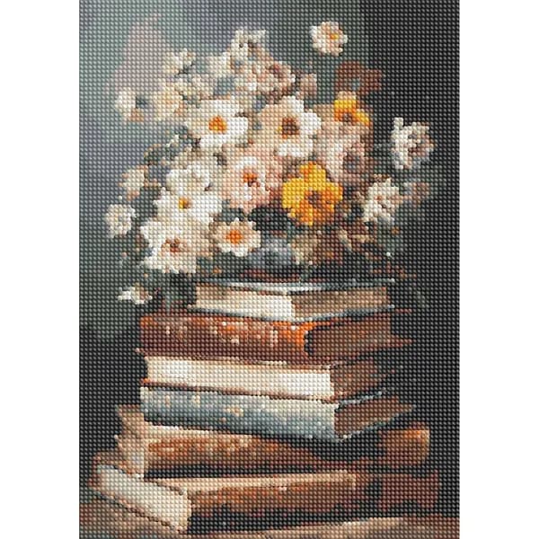 Диамантная картина Book Blooms в стиле абстракция, 30 40 см, 5D-вышивка стразами