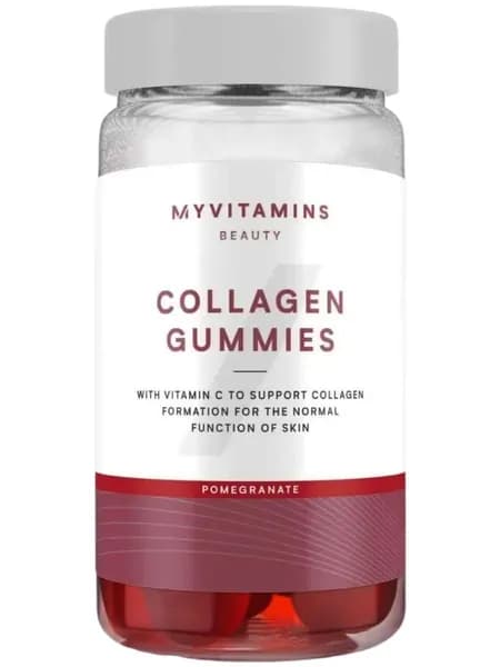 Collagen Gummies 30 gummies Pomegranate Myvitamins / Морской Коллаген + Витамины А и С 30 жевательных конфет со вкусом граната MyProtein Великобритания / Для связок, суставов, кожи, волос, ногтей