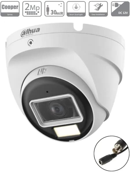 Dahua DH-HAC-T2A21P-U-IL-0360B Уличная купольная HDCVI-видеокамера с интеллектуальной двойной подсветкой 2Mп