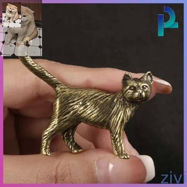 Винтажная статуэтка котенка из латуни