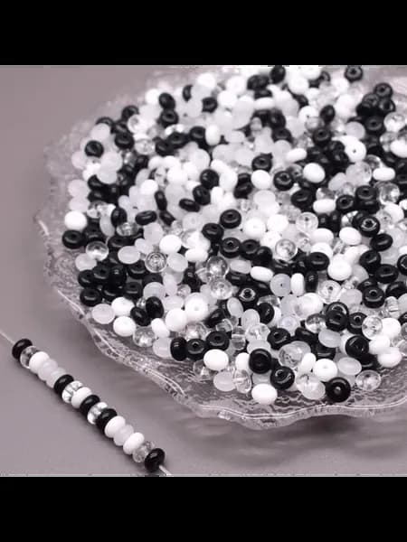 Стеклянные бусины колечки 100 шт Черный, 11