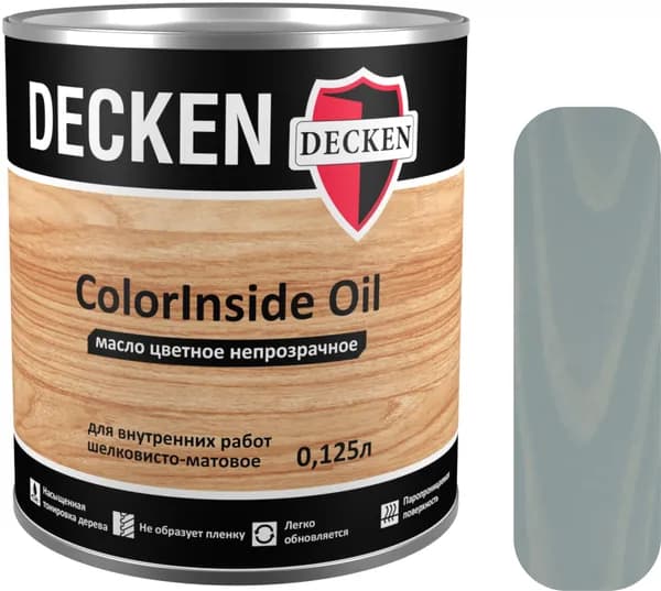 Масло для дерева DECKEN ColorInsidе Oil, 0,12, SCANDI вельвет (ATLANTIC 6), цветное непрозрачное масло для интерьера