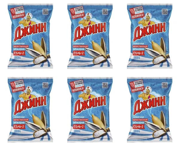 Джинн Семечки Солнечный великан морская соль, 100 г, 6 шт