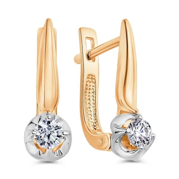 Серьги женские с бриллиантами из красного золота 585 пробы 585GOLD