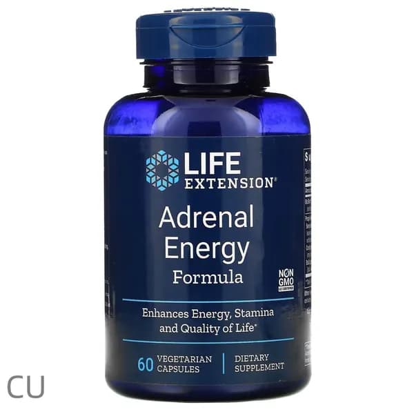 Life Extension, Adrenal Energy, Адреналиновая энергетическая формула, 60 вегетарианских капсул