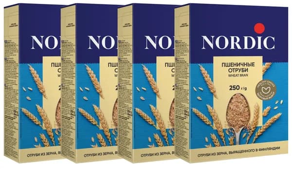 Nordic пшеничные отруби, 250г х 4шт