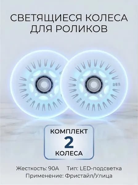 Светящиеся колеса 76 мм для роликов, детского самоката с подшипниками ILQ-9 (2шт)
