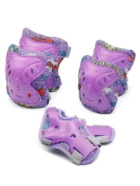 Комплект защитный детский для катания на роликах, в комплекте: наколенники 2 шт., налокотники 2 шт., цвет фиолетовый, арт. 00-3797