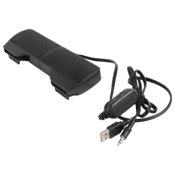 Мини-портативная USB стереоколонка с клипсой для ноутбука, MP3-плеера и телефона / звуковая панель с регулятором громкости